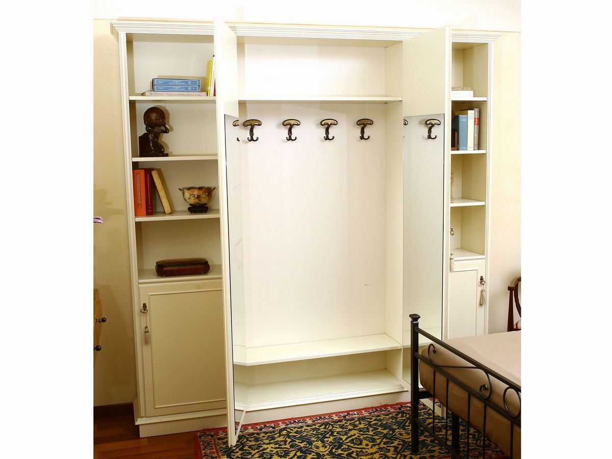 Libreria Guardaroba in Legno Laccato Bianco
