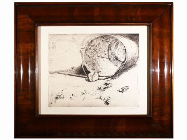 Lot of etchings and sketches: Mario Fallani and Alessandro Volpi