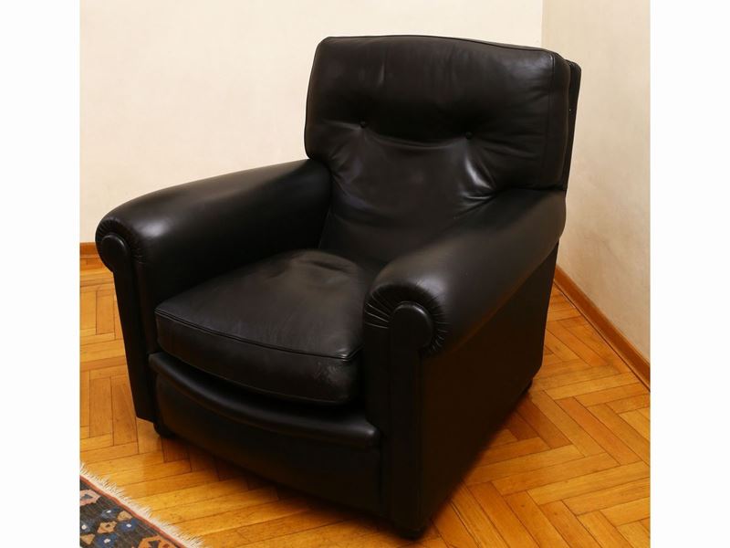 Poltrona Frau in Pelle Nera Modello Edoardo