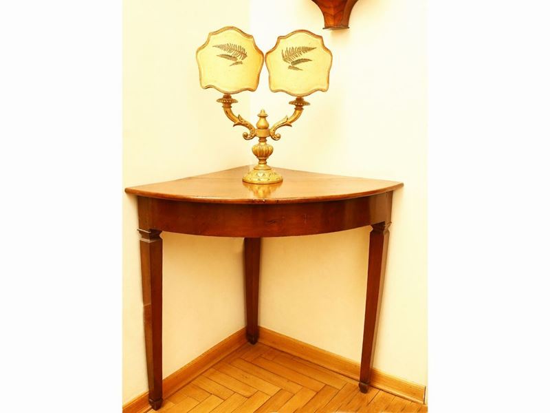 Piccola Console Ad Angolo in Noce