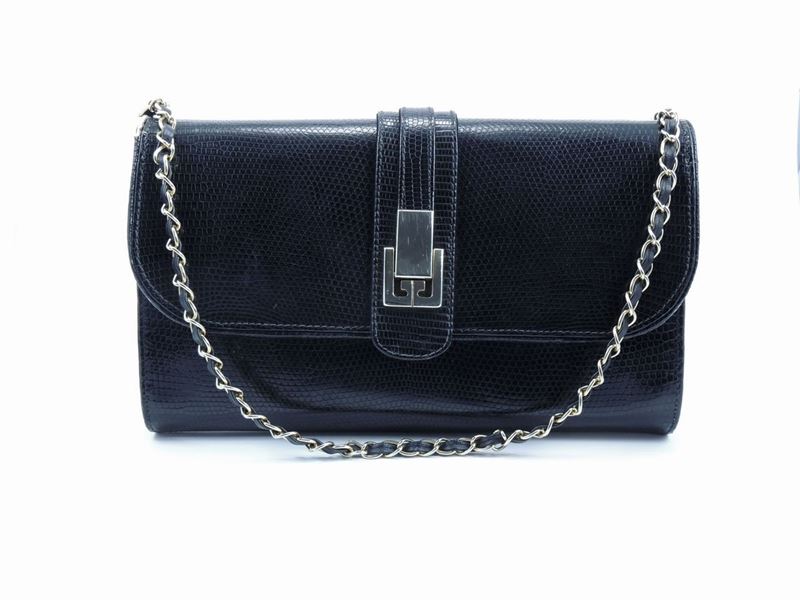 Borsa a Spalla in Lucertola Nera, Gucci