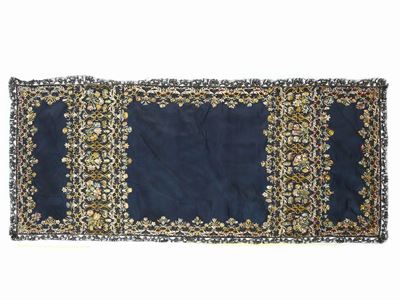 Tovaglia D'altare in Seta Blu Ricamata a Mano