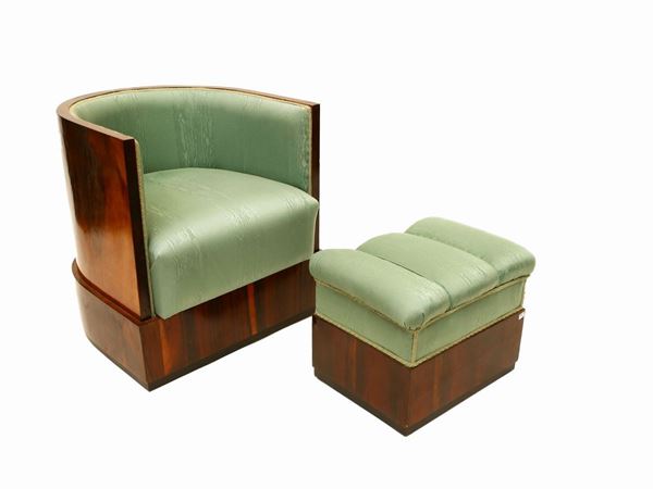 Pair of armchairs in the cockpit veneered in mahogany feather