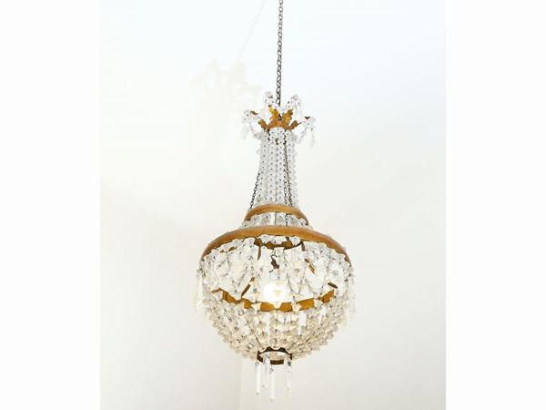 Basket chandelier in tolle and crystal