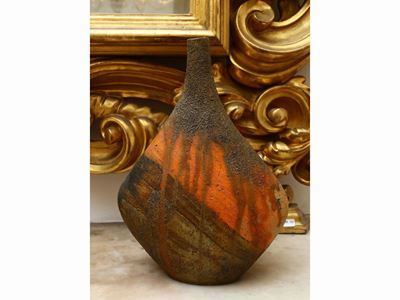 Vaso in Terracotta Smaltata nei Toni Terra