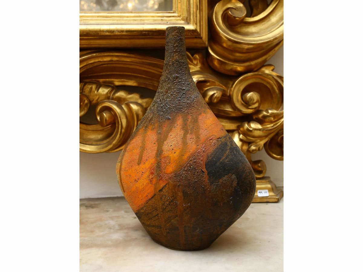 Marcello Fantoni - Vaso in Terracotta Smaltata nei Toni Terra