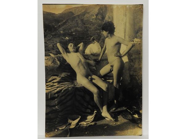 Wilhelm von Gloeden - Nudi maschili su pelle di tigre, 1920 circa