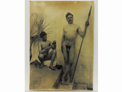 Taormina Nudi Maschili con Lancia e Vasi Antichi, 1920 Circa