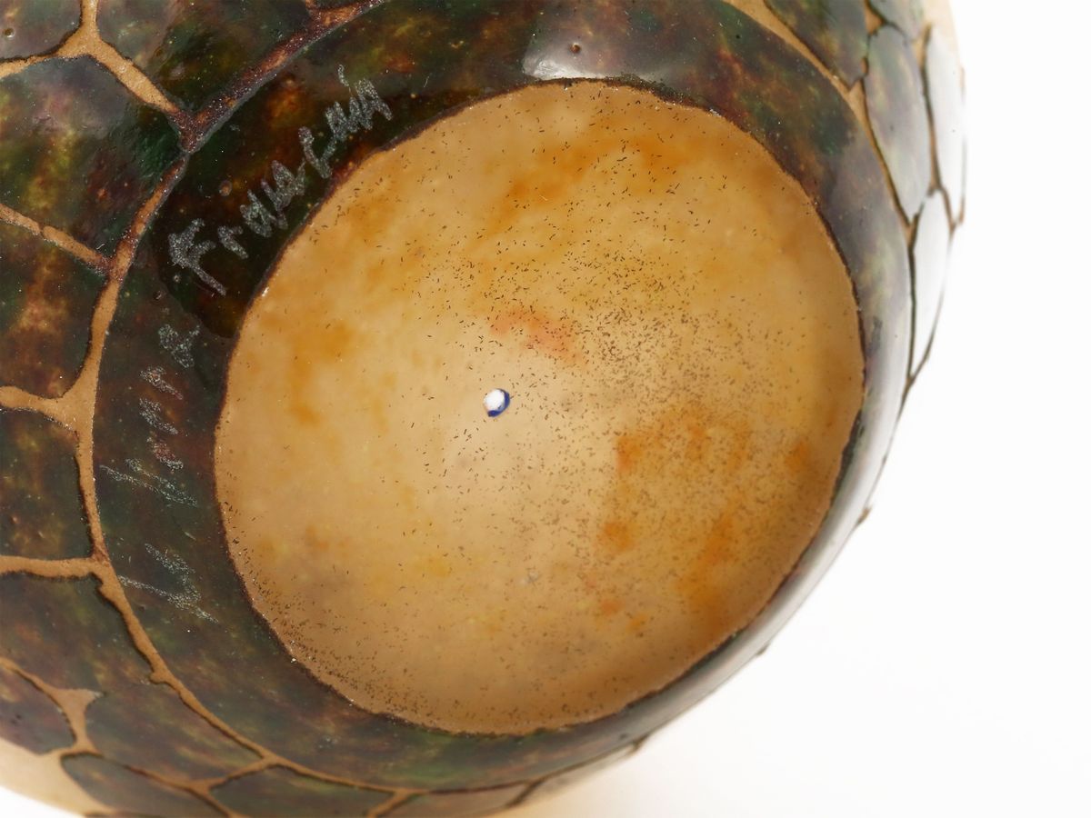 Vasetto Schneider le Verre Française Decoro Annelé