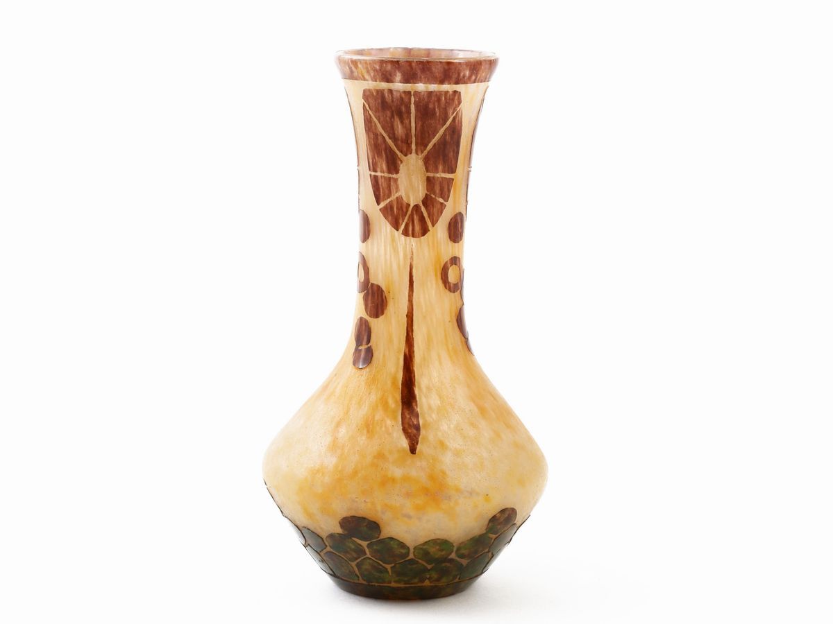 Vasetto Schneider le Verre Française Decoro Annelé