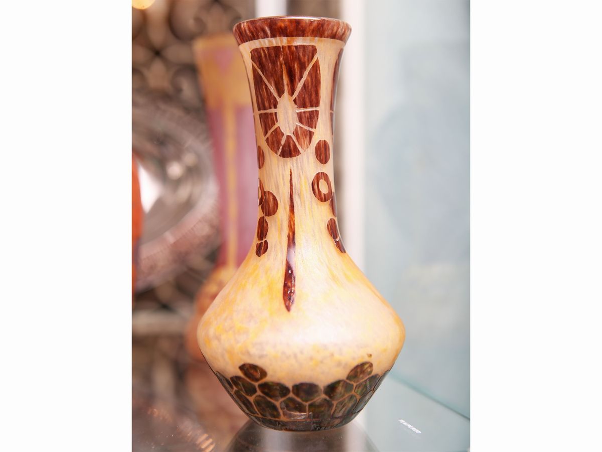 Vasetto Schneider le Verre Française Decoro Annelé