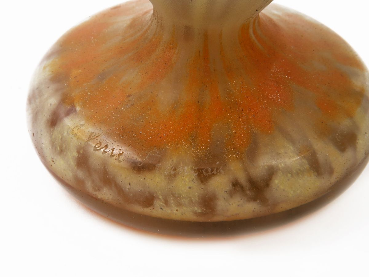 Vaso Schneider le Verre Français Decoro Feuilles D'oseilles