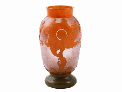 Vasetto in Vetro a Cammeo le Verre Français Decoro Edelweiss