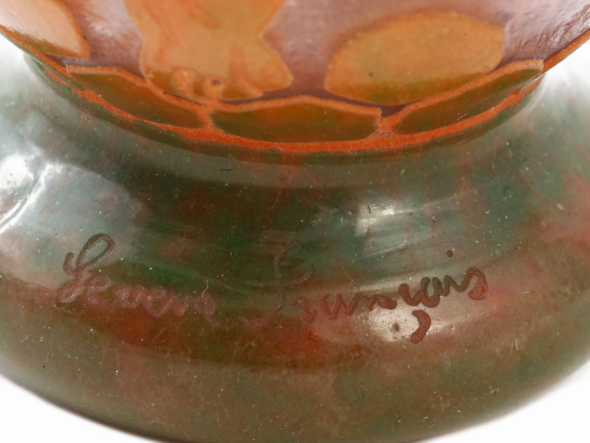 Vasetto in Vetro a Cammeo le Verre Français Decoro Edelweiss