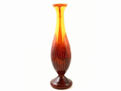 Vaso le Verre Français Decoro Feuilles De Tabac