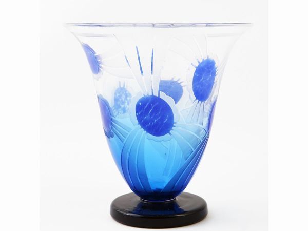 Le Verre Français glass vase with geometric decoration