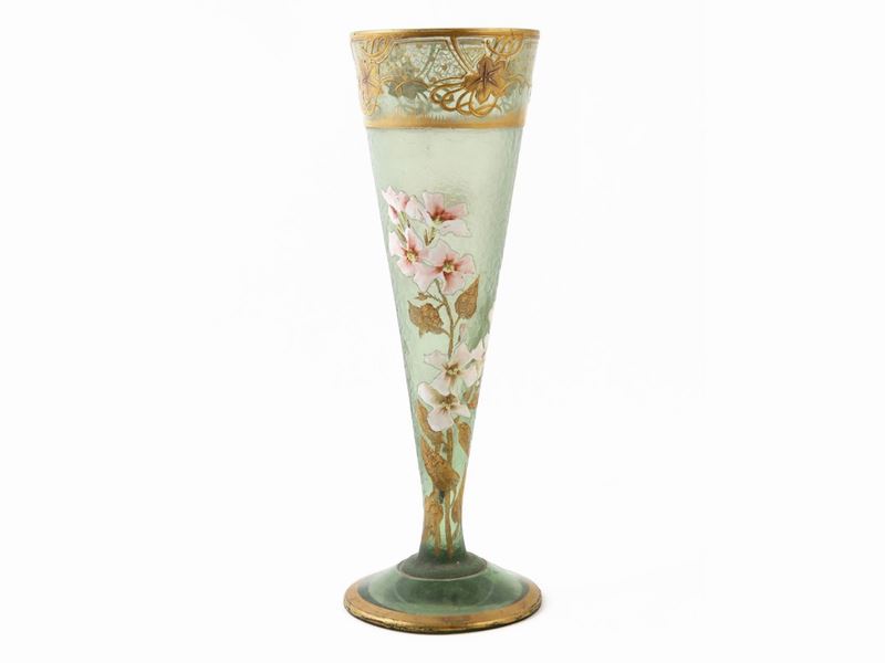 Vaso Legras in Vetro Ghiacciato Verde Chiaro