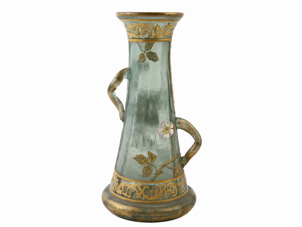 Vaso Legras in Vetro Ghiacciato Verde Chiaro