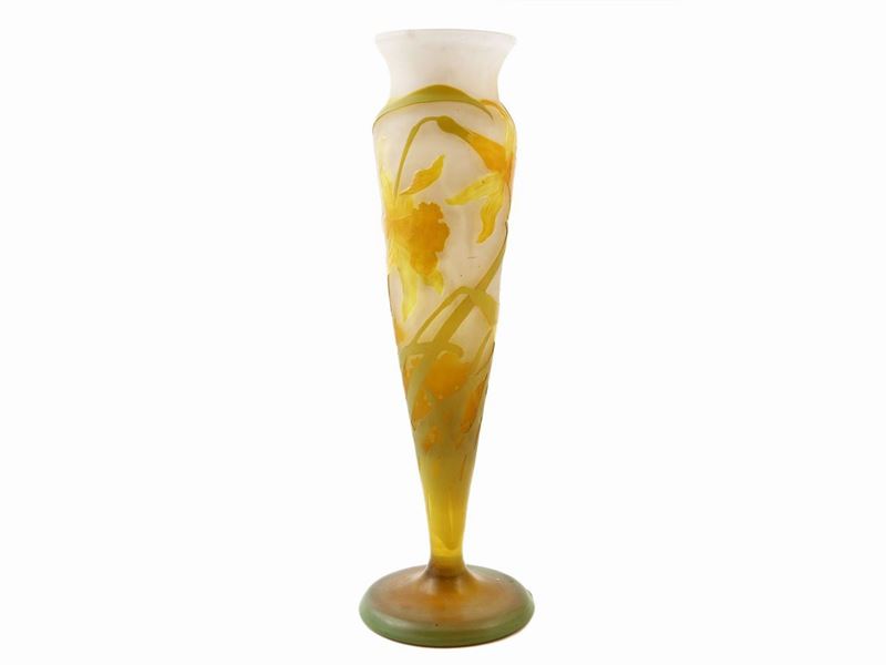 Vaso Emile Gallè in Vetro Doppio Strato