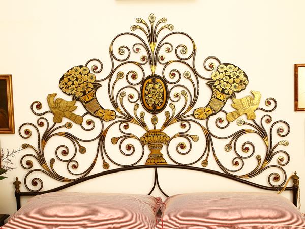 Headboard for double bed in lacquered wrought iron