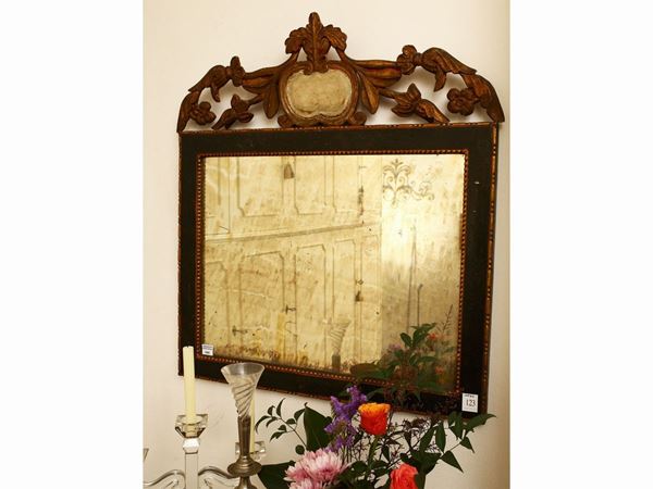 Small mirror in lacquered and gilded carved wood