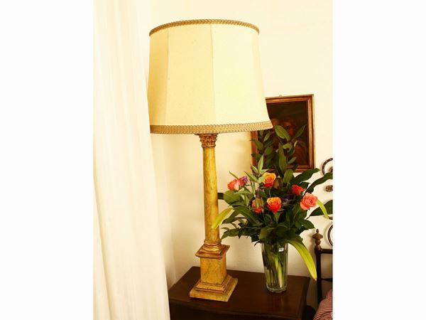 Pair of table lamps in imitation marble lacquered wood