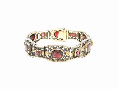 Bracciale in Oro Rosa e Argento con Granati