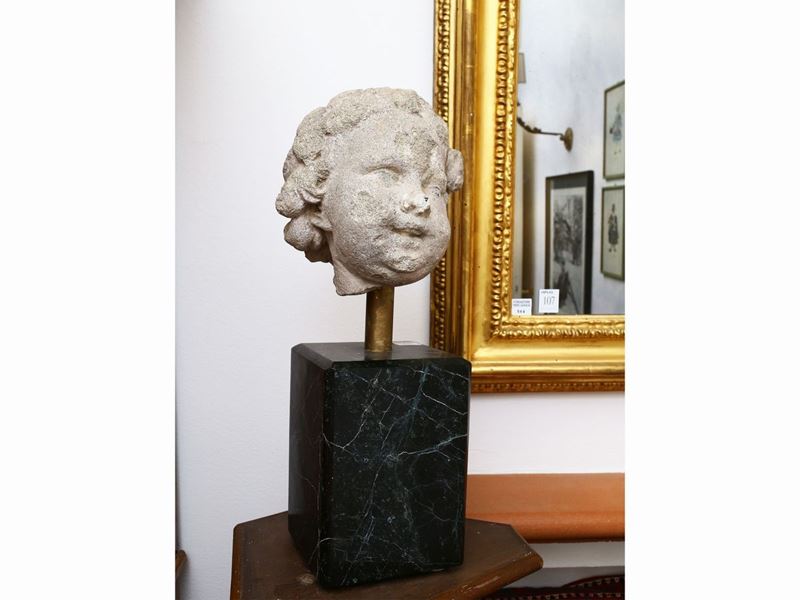 Testa di Putto in Pietra Serena