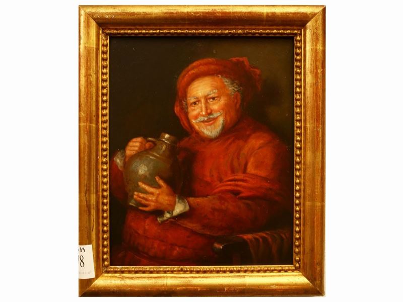 Da Eduard Von Grutzner - Ritratto di Sir John Falstaff con una Caraffa di Vino