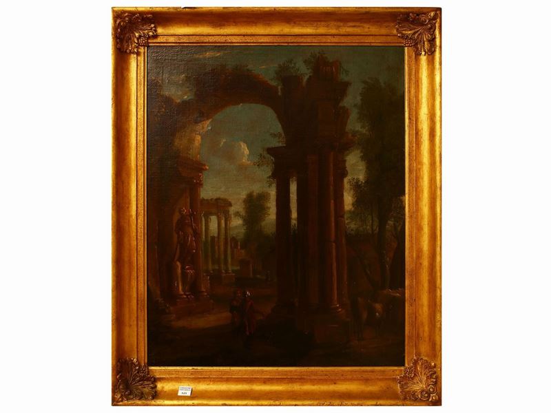 Scuola Napoletana del XVIII Secolo - Capriccio con Personaggi