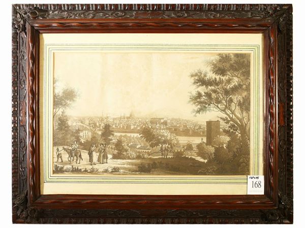 View of Florence from San Miniato  (first half of the 19th century)  - Auction Furniture and Paintings from the Piero Quaglia Foundation - Maison Bibelot - Casa d'Aste Firenze - Milano