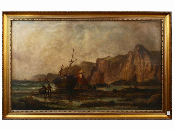 Hunt Millison - Seascape with boats and fishermen