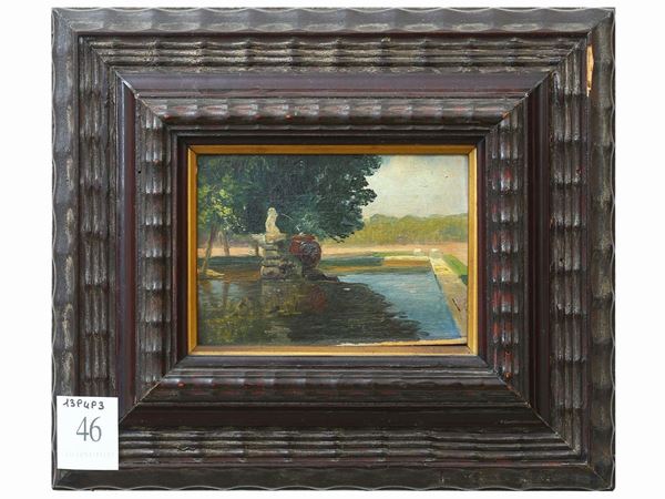 Landscape with fountain  (first half of the 20th century)  - Auction Furniture and Paintings from the Piero Quaglia Foundation - Maison Bibelot - Casa d'Aste Firenze - Milano