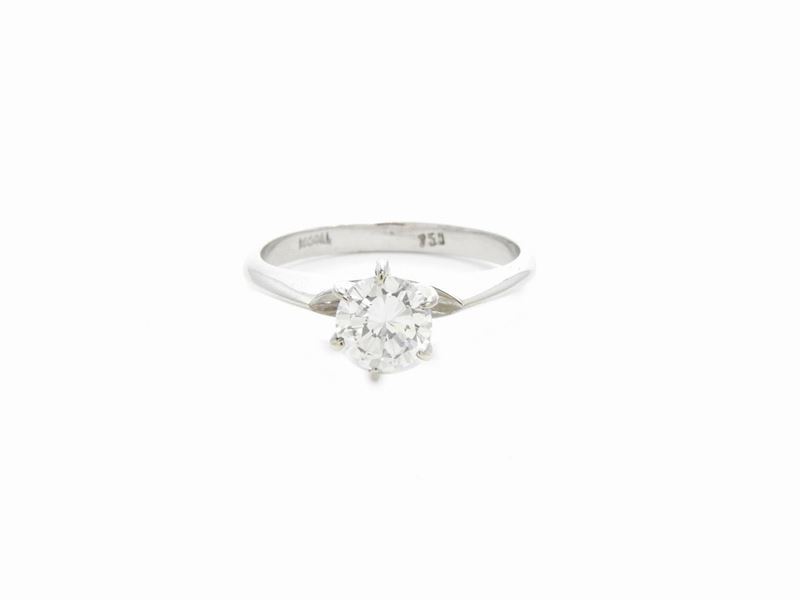 Anello Solitario in Oro Bianco con Diamante