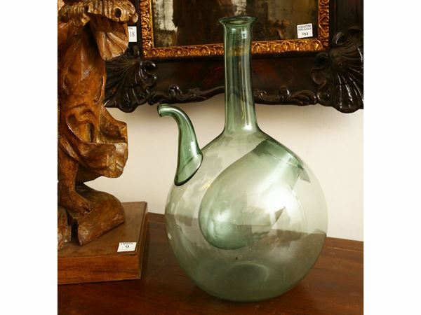 Large green glass flask from Empoli  - Auction Furniture and Paintings from the Piero Quaglia Foundation - Maison Bibelot - Casa d'Aste Firenze - Milano