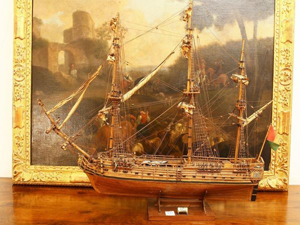 Model of a three-masted sailing ship  - Auction Furniture and Paintings from the Piero Quaglia Foundation - Maison Bibelot - Casa d'Aste Firenze - Milano