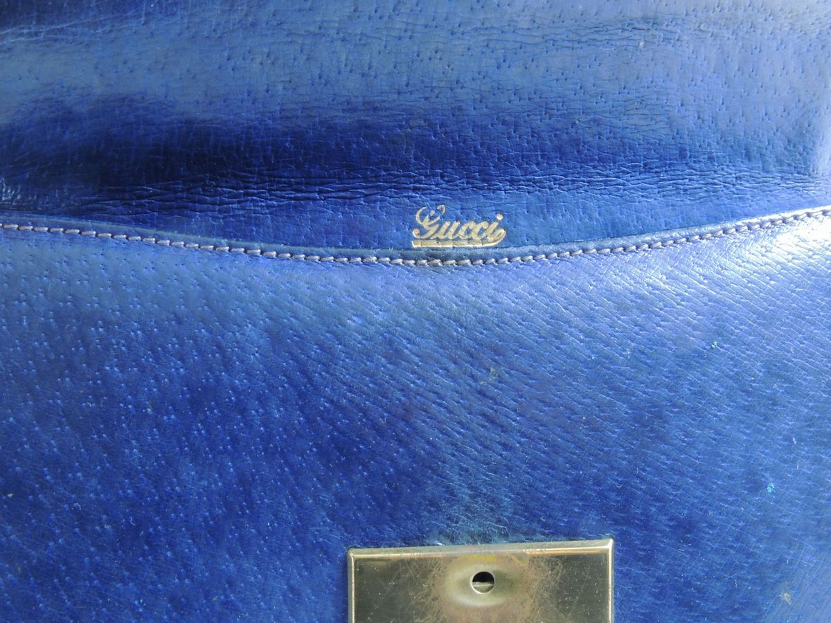 Borsa a Mano in Pelle di Cinghiale Blu, Gucci