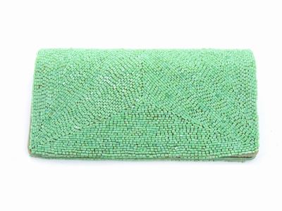 Borsa da Sera in Seta e Perline Verde Acqua