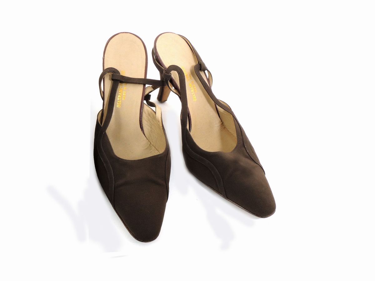 Lotto di Scarpe in Raso e Seta Rossa e Marrone