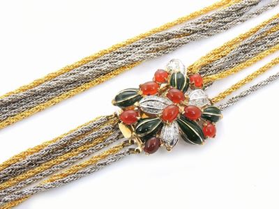 Collana Multicatena in Metallo Dorato e Argentato, Pierre Cardin
