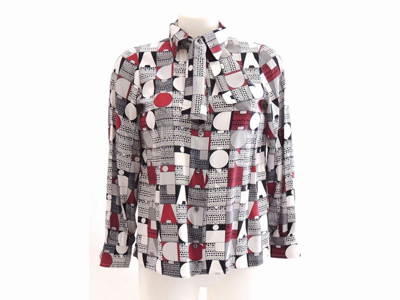 Camicia in Seta a Fantasia Geometrica, Milan Shön