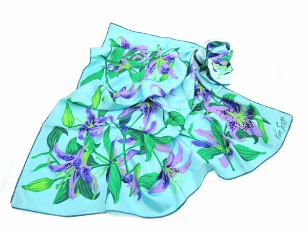 Foulard in seta a stampa floreale, Ken Scott