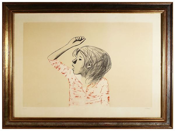 Xavier Bueno : Ritratto di bambina  - Asta Arte Moderna e Contemporanea - Maison Bibelot - Casa d'Aste Firenze - Milano
