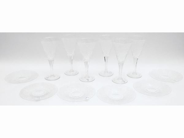 Serie di sei bicchieri in cristallo