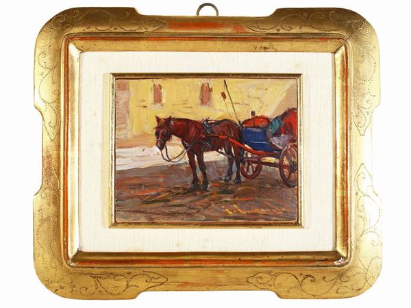 Giorgio Luxardo : Cavallo con calesse Piazza della Signoria  - Asta Arte Moderna e Contemporanea - Maison Bibelot - Casa d'Aste Firenze - Milano
