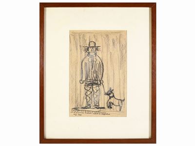 Campigli Avec le Chien À Montparnasse 1975