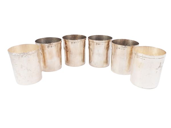 Set of six glasses in 925/1000 sterling silver Brandimarte  - Auction Furniture, silvers, paintings and antique curiosities partly from Villa Mannelli - Maison Bibelot - Casa d'Aste Firenze - Milano