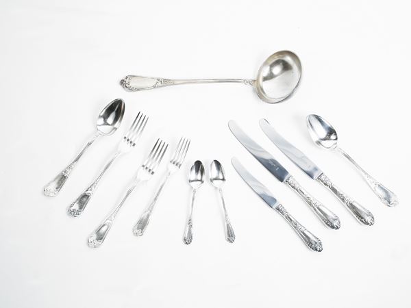 F. Broggi silver cutlery set  (early 20th century)  - Auction Furniture, silvers, paintings and antique curiosities partly from Villa Mannelli - Maison Bibelot - Casa d'Aste Firenze - Milano
