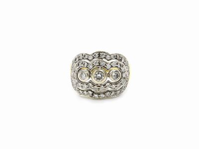Anello in Oro Bianco e Giallo con Diamanti