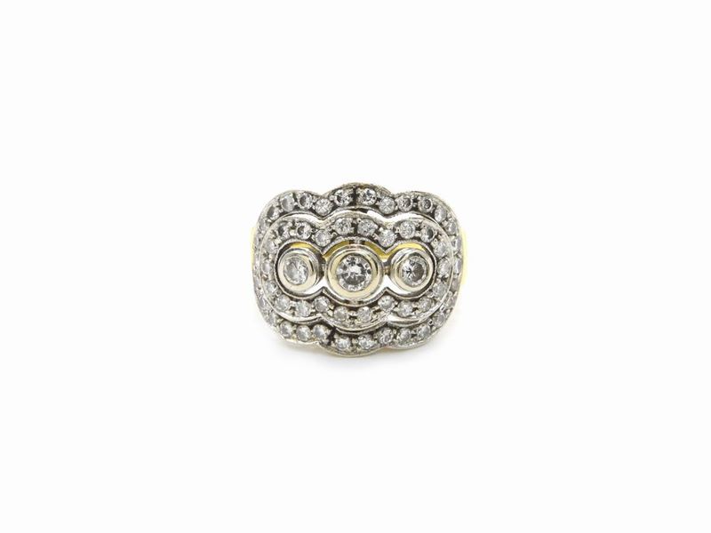 Anello in Oro Bianco e Giallo con Diamanti